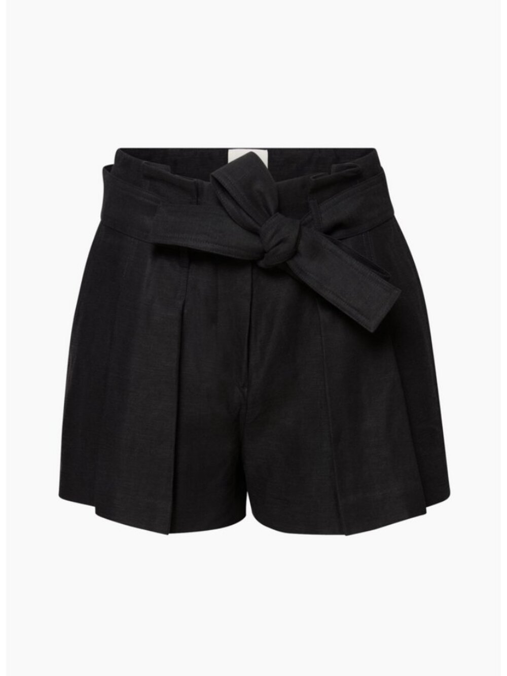 Wilfred x Aritzia Sz. 10 Black Della Belted Linen Blend High Rise Shorts